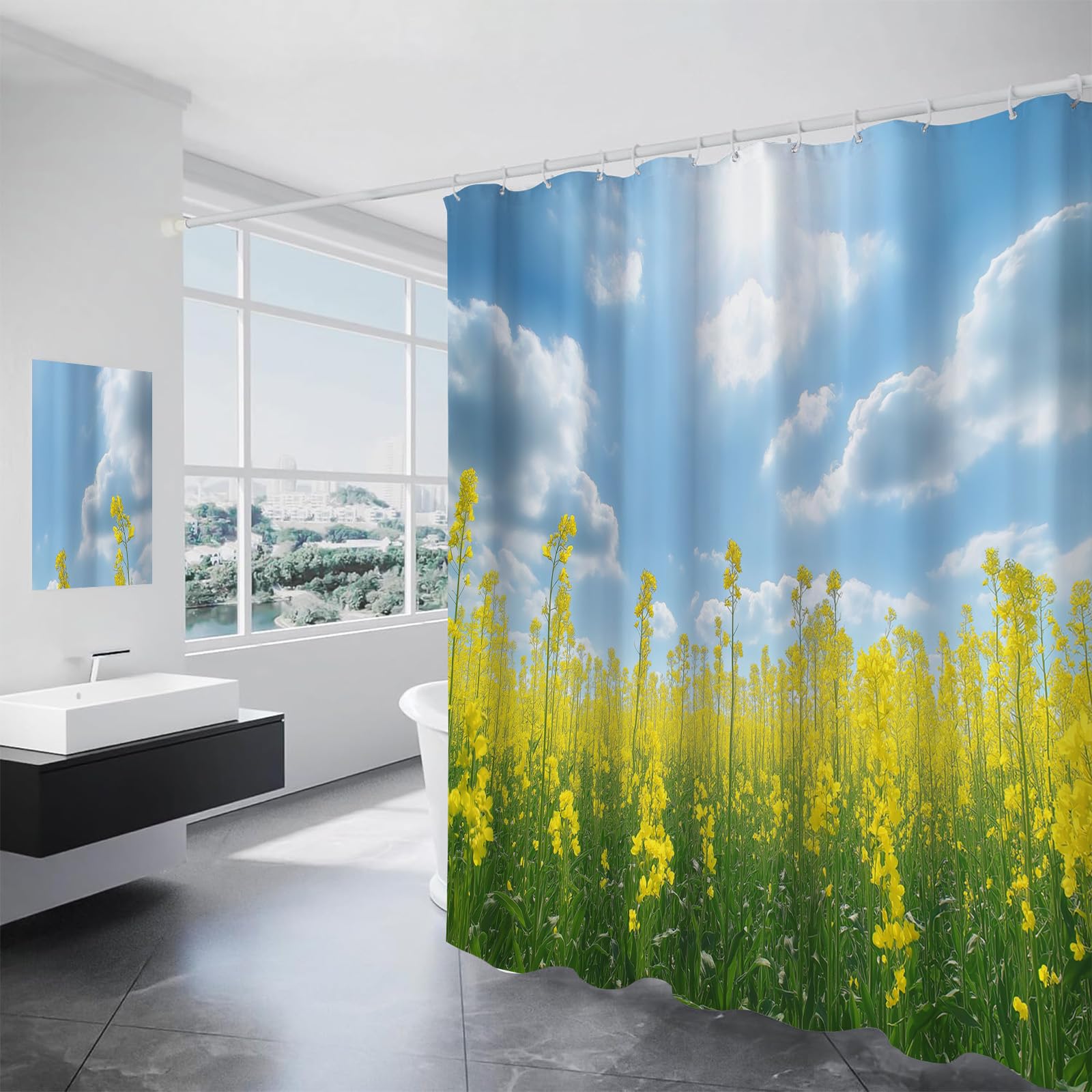 Rideau de douche anti moisissure imperméable et leste pour salle de bain