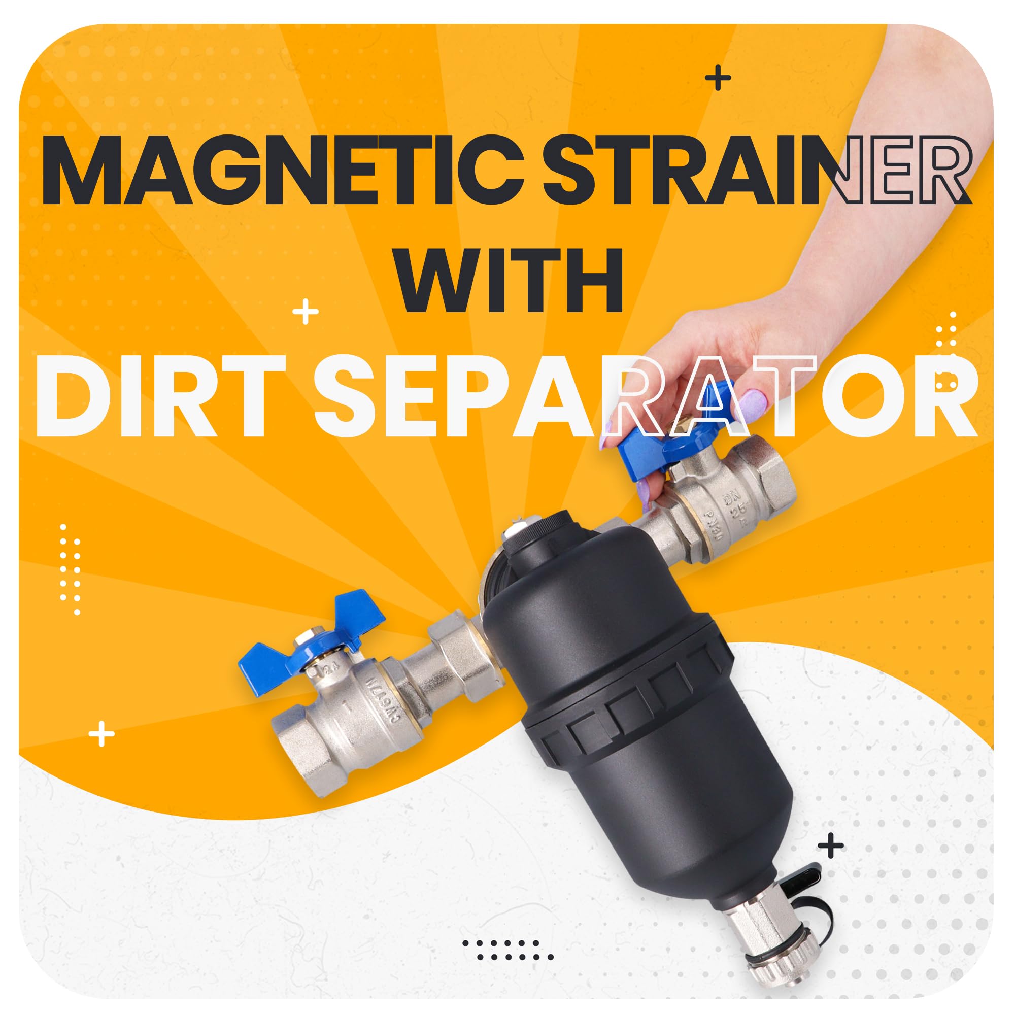 Instalguru Séparateur Boues Magnétique 1 Pouce DN25 Filtre Chauffage Filtration Eau Chaude Purificateur Installation Thermique Aimant Neodyme Anticalcaire