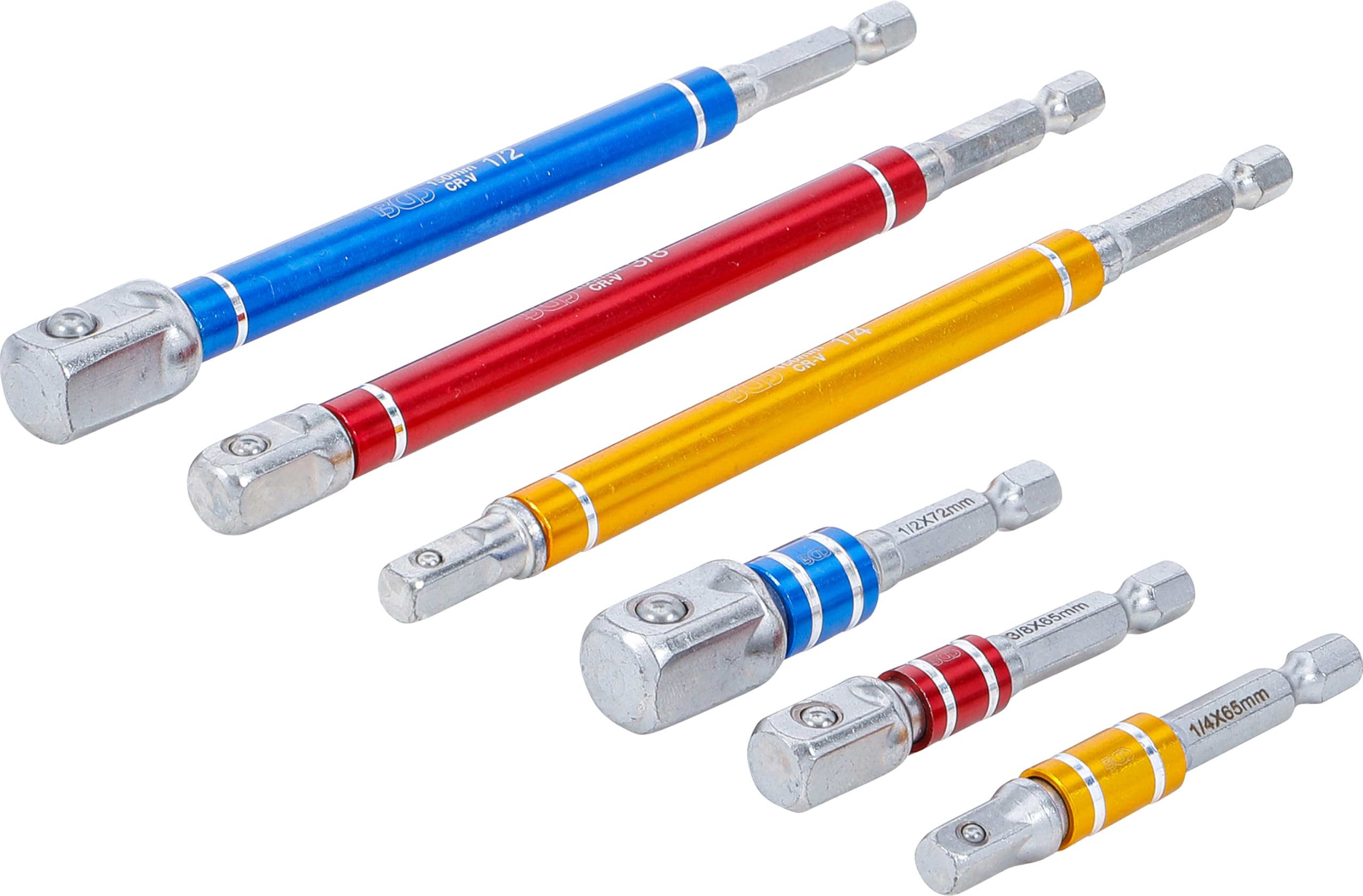 BGS 74424 | Adapter-Satz für Bohrmaschinen | farbig | Antrieb Außensechskant 6,3 mm (1/4