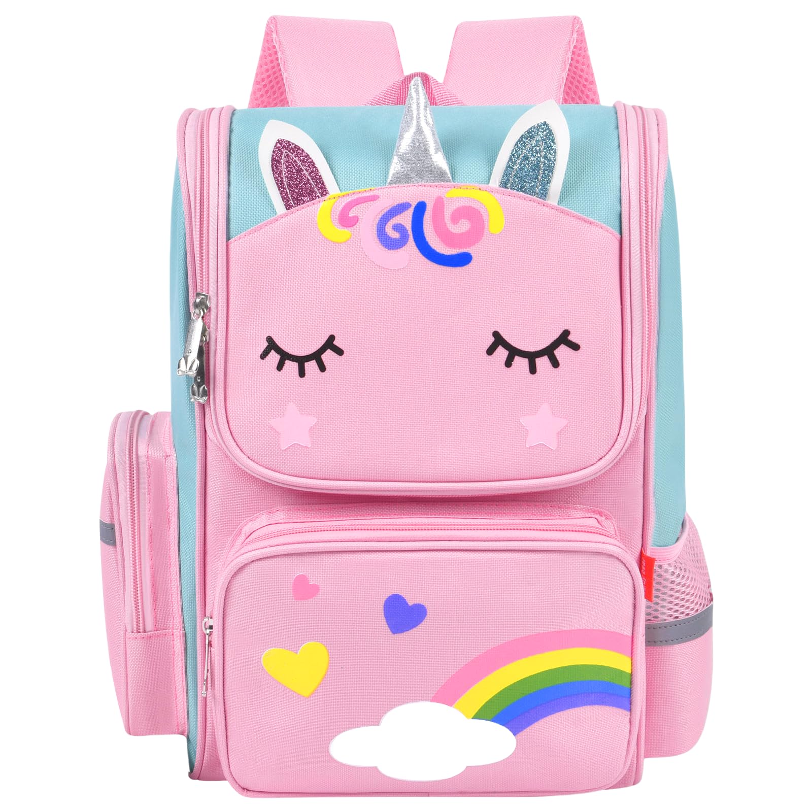 Aucuu Mochila Niña, Mochila Escolar Niña Infantil Escolar, Mochila Unicornio Niña con Espalda Acolchada y Cintas Ajustables, Mochila Infantil de Gran Capacidad, para Primaria, Guardería, 36*28*16cm