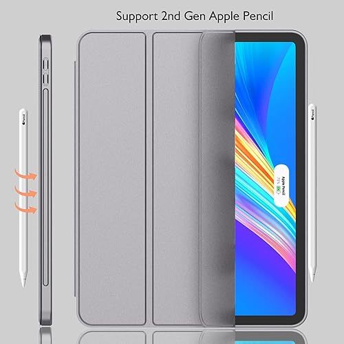 Miniatura 10 de Funda iMieet para iPad Pro 12.9 (5th Gen) con portalápiz, cargasincronización de segundo lápiz, soporte triple, funda inteligente con base de TPU