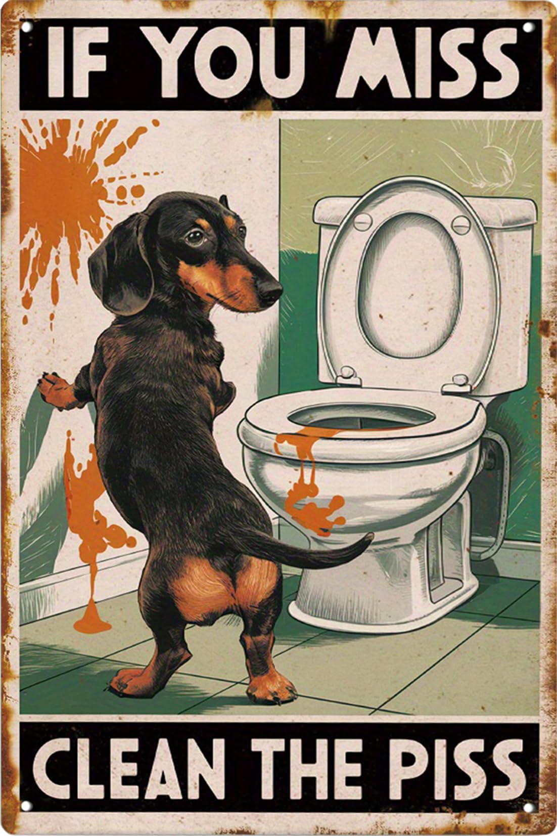 Vintage Funny Toilet Tin Sign,Bathroom Metal Poster Retro Wall Art Decor for WC Bathroom Washroom Bar Cafe Garage Gifts 8x12 Inch (CLEAN THE PISS)