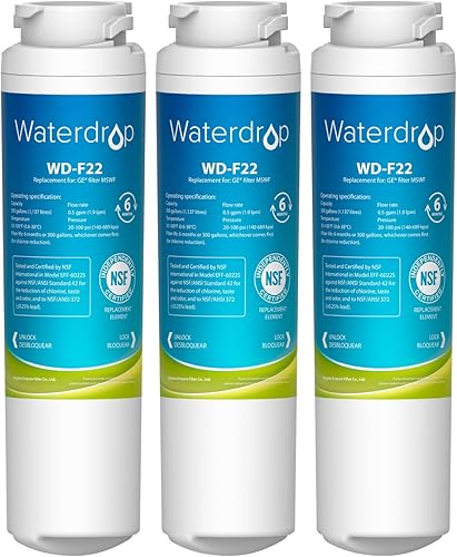 Waterdrop MSWF Filtro de agua para refrigerador, repuesto para GE MSWF, 101820A, 101821B, RWF1500A, paquete de 3