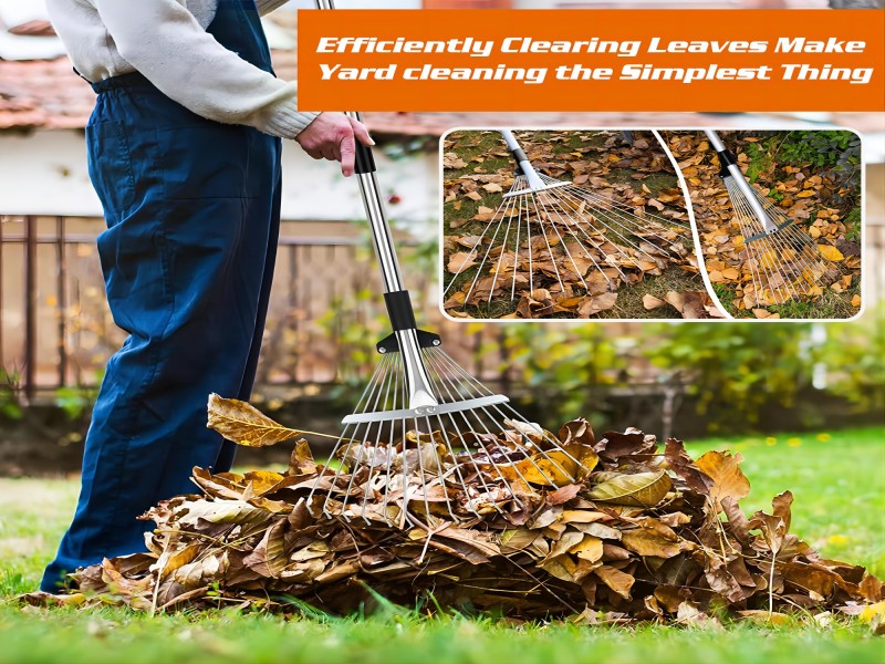 Rastrello Scopa Per Foglie 15 Denti Regolabili - Foto 3