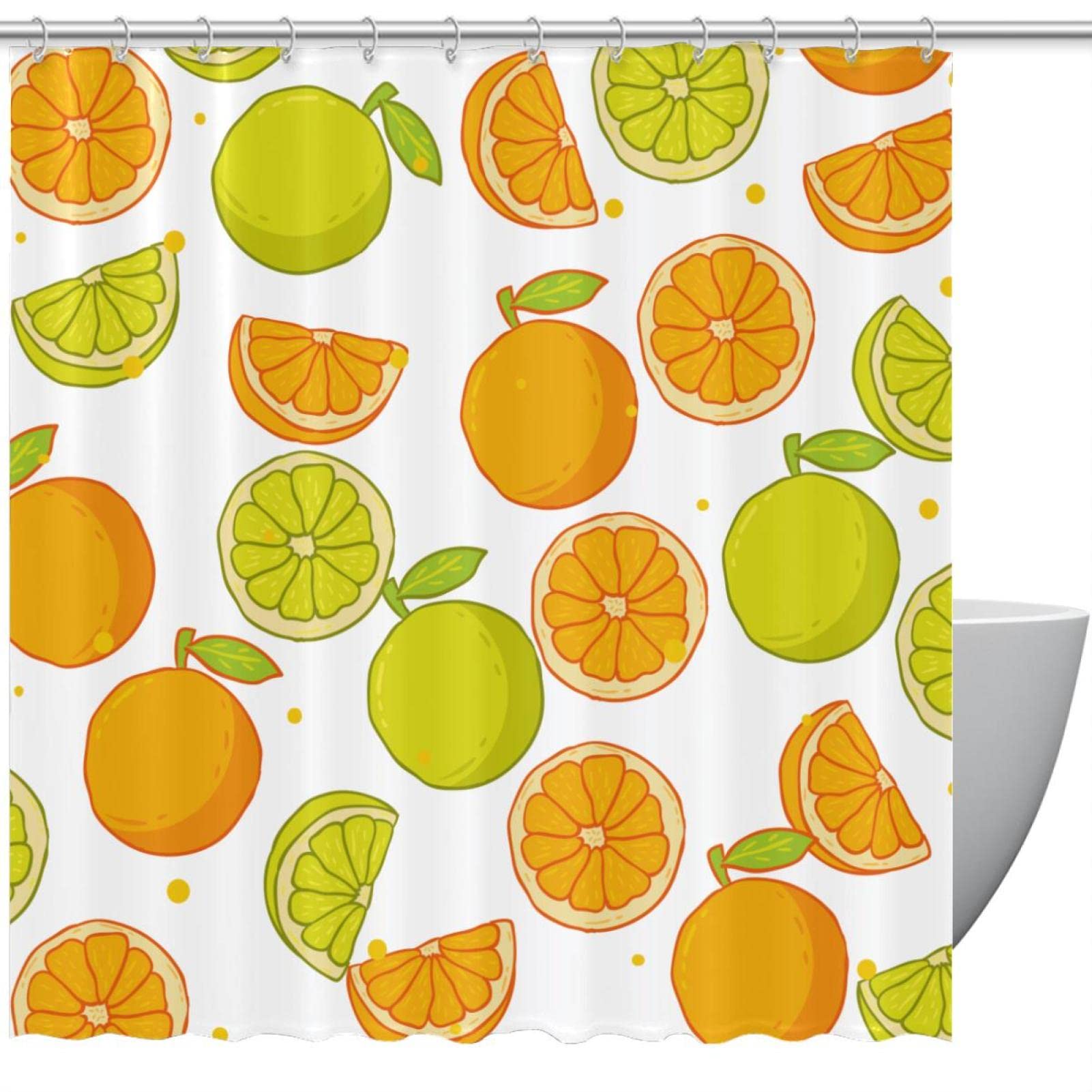 Rideau de douche lavable 152 x 183 cm imperméable motif oranges