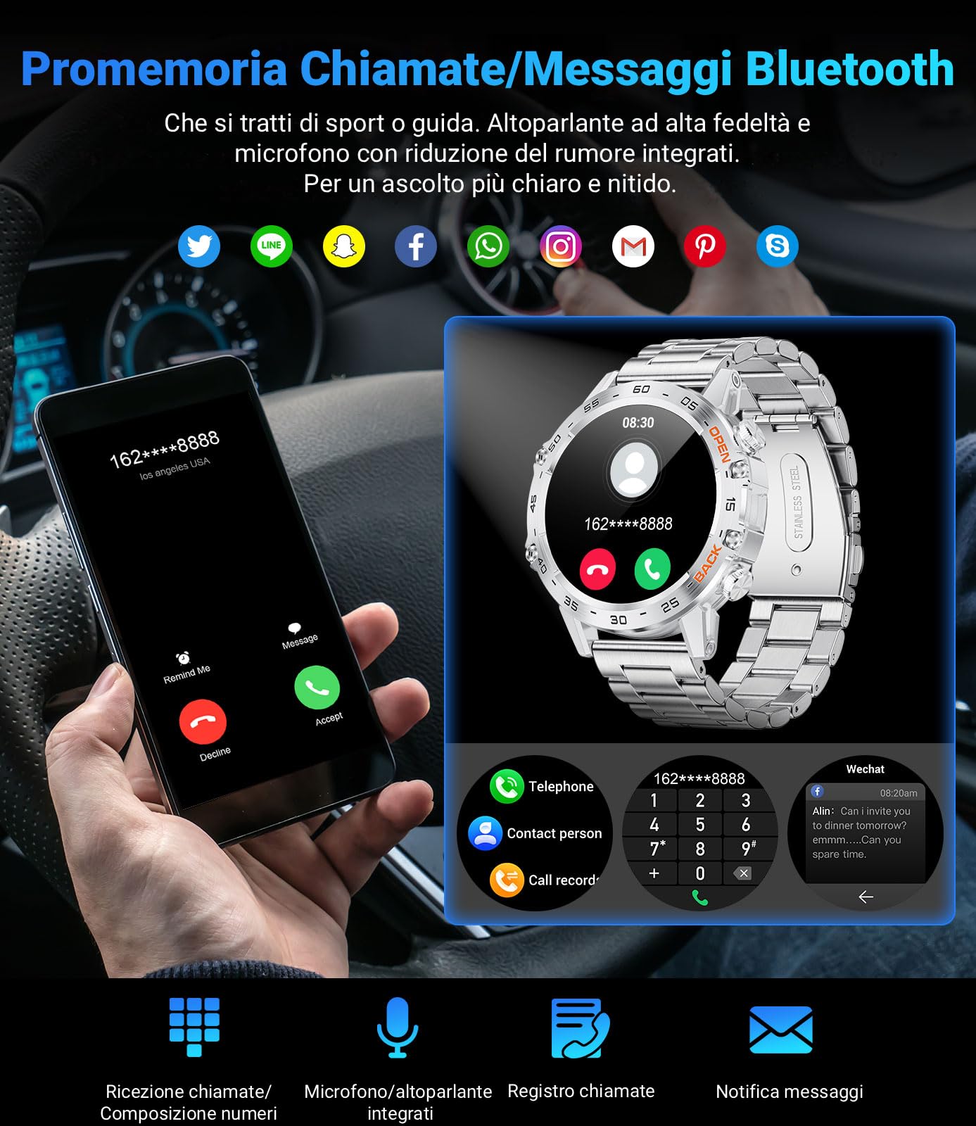 LIGE Orologio Smartwatch Uomo, 1.39" Smart Watch con Frequenza Cardiaca, Pressione Sanguigna, SpO2, Durata del sonno, 300+ Quadranti, 100+ Sports Fitness Tracker per Android iOS, IP67, Argento