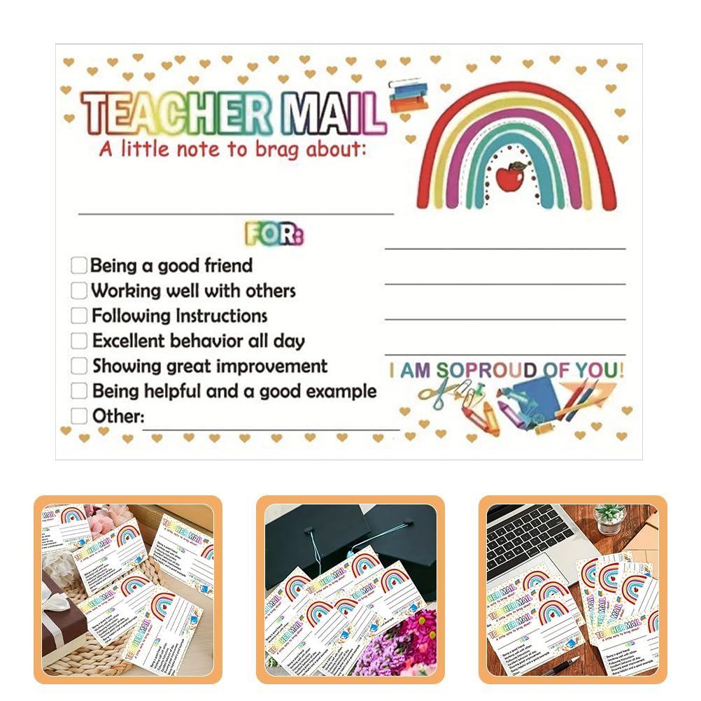 Tofficu 50Pcs Mail Teacher and Parent Reward Cards, Classroom Behavior Motivational Notes for Kids Multi-Color Coated Paper - Image 3