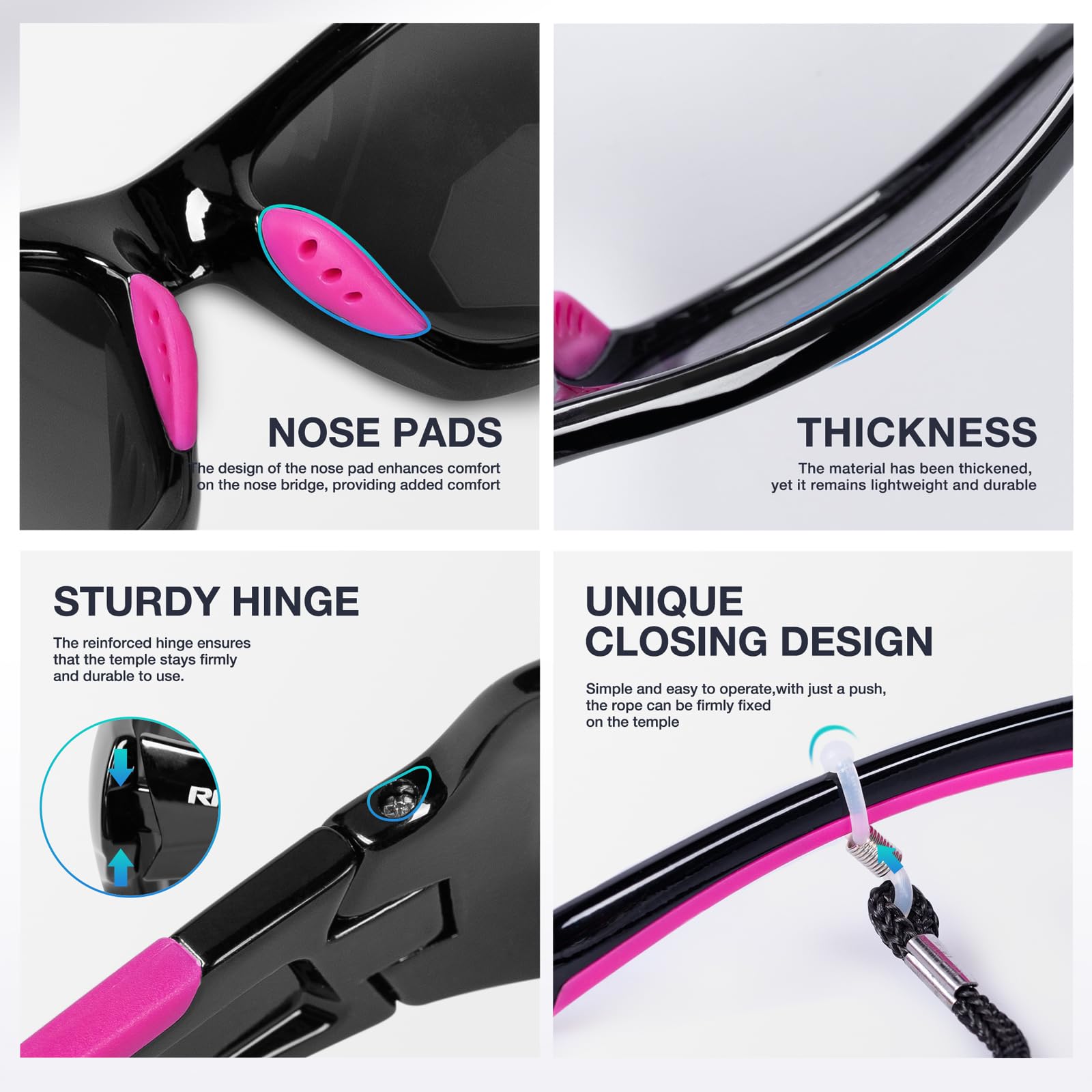 RIVBOS Polarized Sports Sunglasses Driving shades For Men TR90 Unbreakable Frame RB832, Blackpink - Image 3