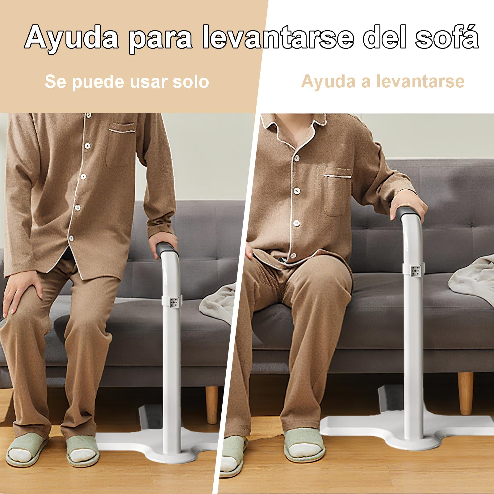 Soporte para sofá, ayuda para levantarse de la silla, con muletas de altura ajustable, ayuda para levantarse de sofá, ayuda de elevación, adecuado para personas mayores, embarazadas y discapacitados