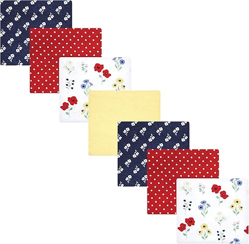 Miniatura 119 de Hudson Baby Paquete de 7 mantas receptoras unisex de franela de algodón para bebé, Dino Friends, talla única Abeja,Azul Verde Dino,Azul