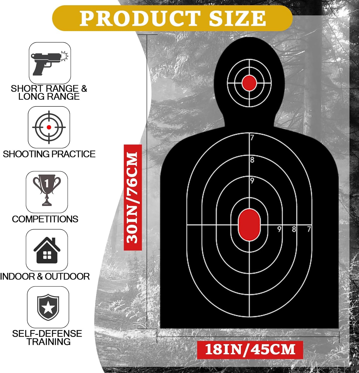 72 Pcs Shooting Target Tactical Cardboard Targets Cardboard Silhouette Target for Shooting Range Practice Competitions Training