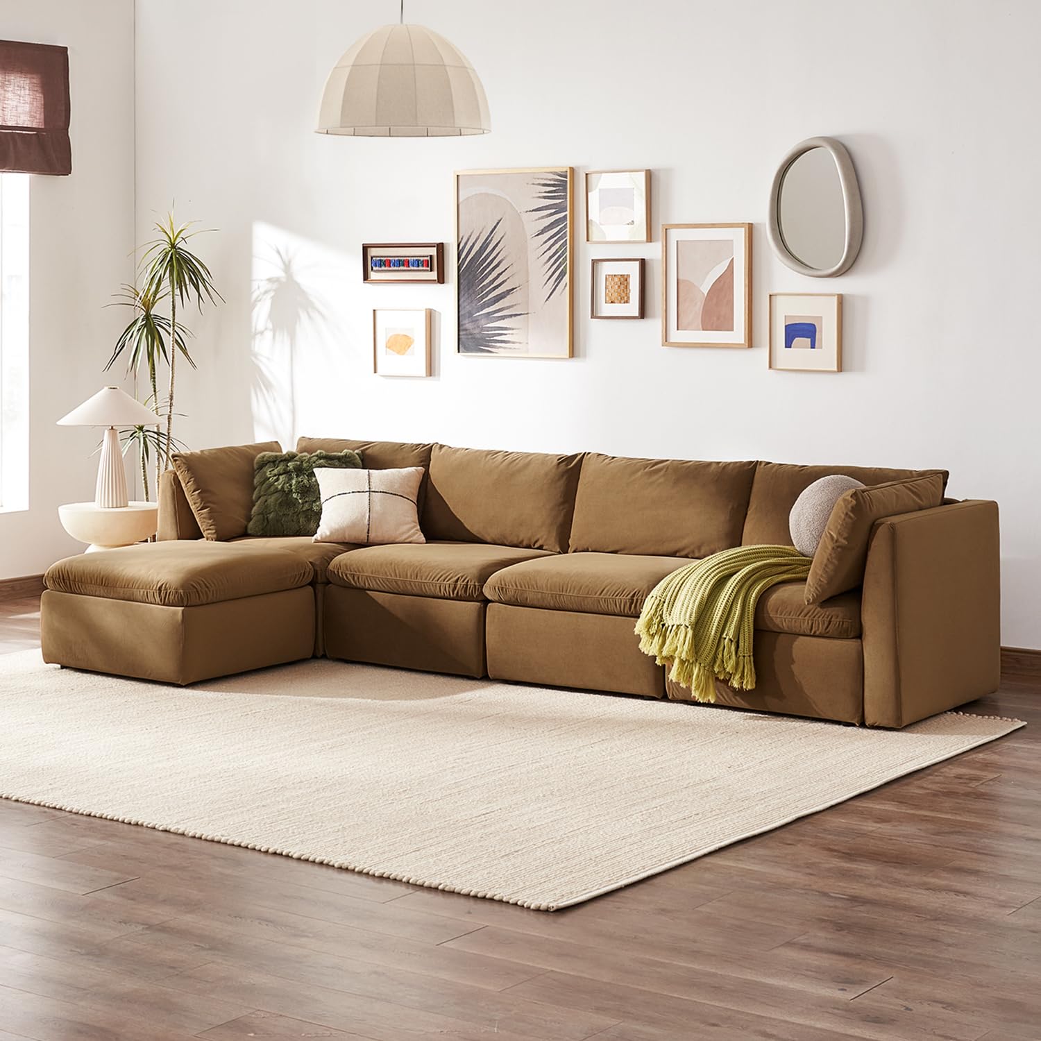 mopio Oversized Modular Sectional Sofa with Fully Removable Covers and Storage, Convertible U, L-Shaped and Sleeper Sectional, Modern Couches with