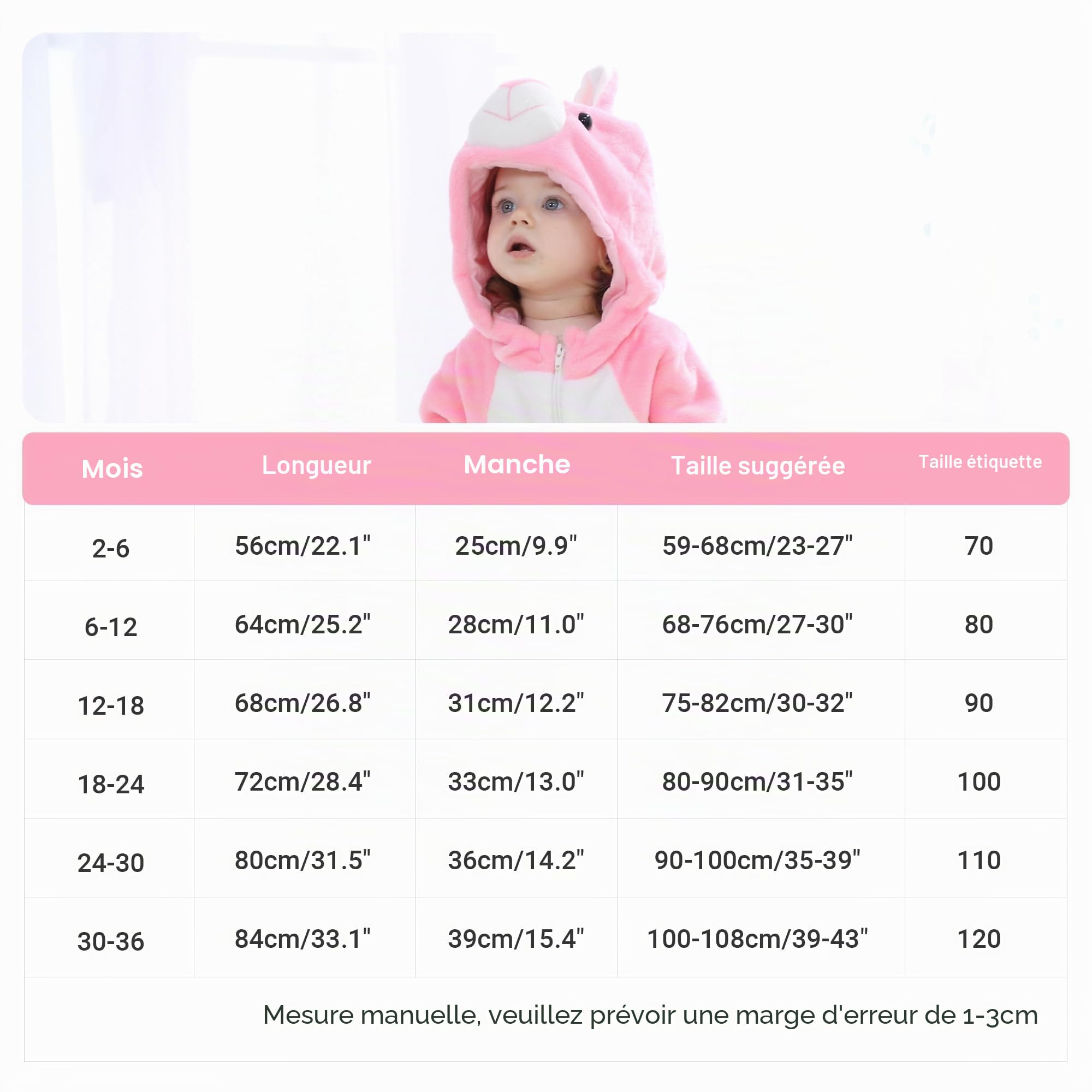 HAHASHOW BéBé d'hiver Grenouillères Combinaison Unisexe Animal Mignon Flanelle Barboteuses Manteau à Capuche Enfants Pyjama Jumpsuit pour Garçon et Fille, 2-36 Mois