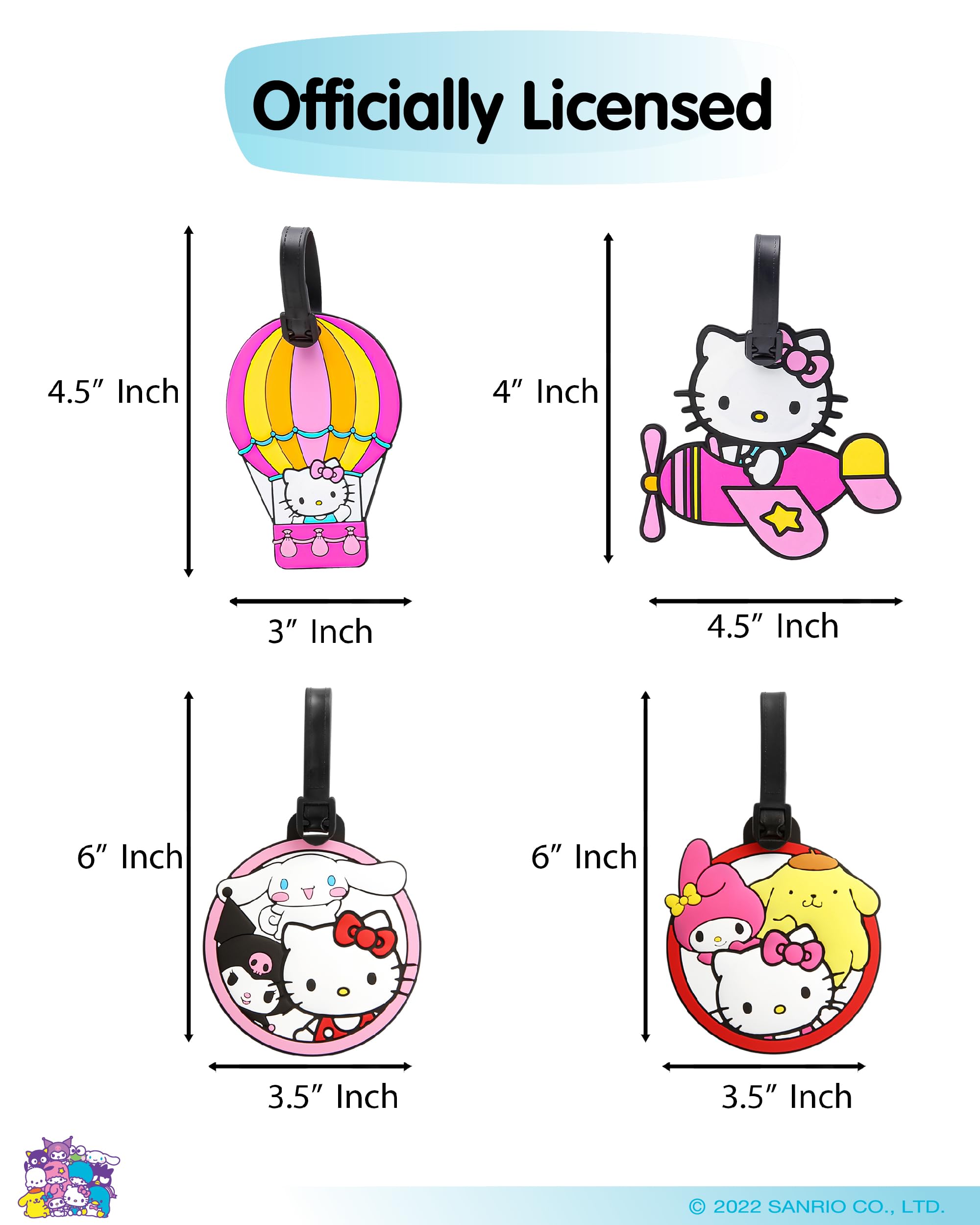 Hello Kitty and Friends Gep ckanh nger f r Koffer, 4 St ck, Sanrio Taschenanh nger f r Gep ck, niedlicher Gep ckanh nger