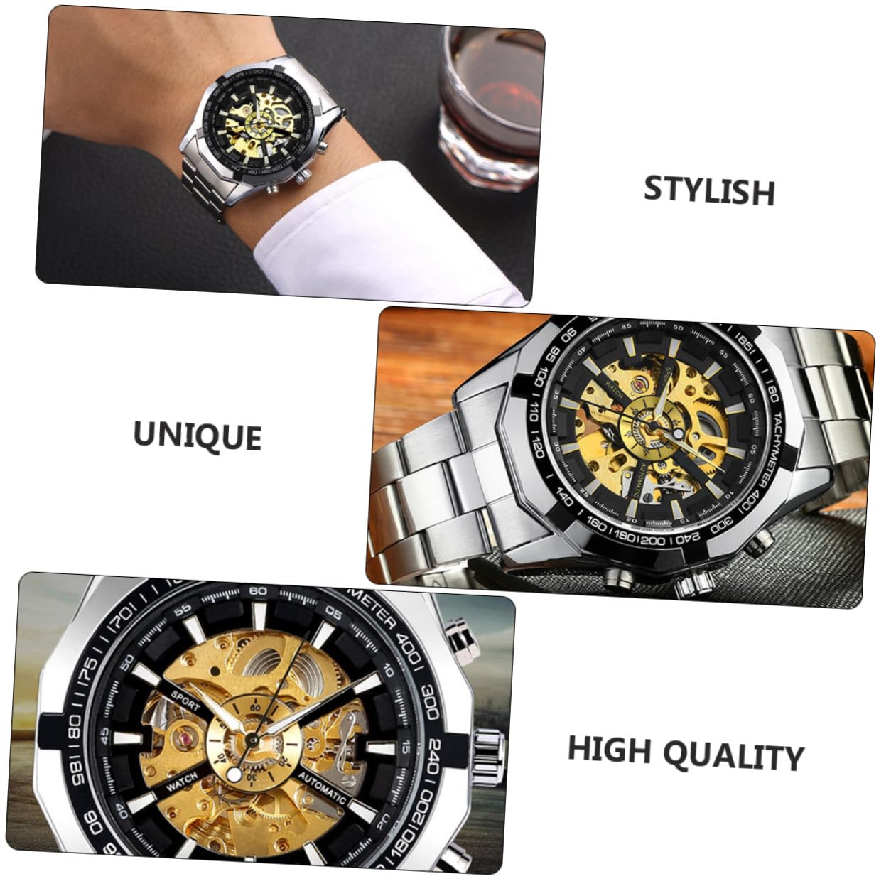 minkissy 1pezzi Orologio Meccanico Uomo Luminoso Elegante e Robusto per Lavoro e Uso Quotidiano Adatto Eventi e Feste