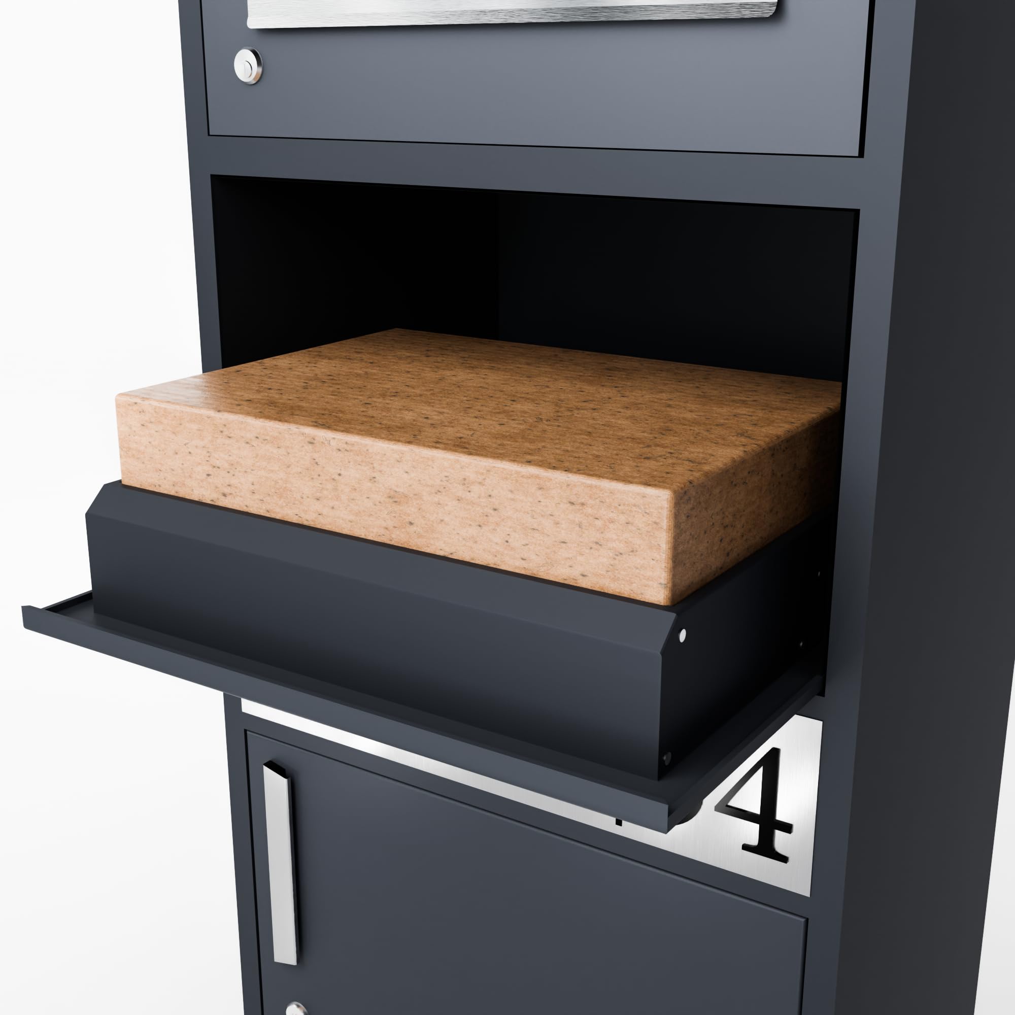 Bl4ckPrint® Briefkasten mit Paketfach personalisiert | XXL Paketbox für draußen groß | Paketbriefkasten in Anthrazit Postkasten Witterungsbeständig Rostfrei | Standbriefkasten für Pakete Wetterfest