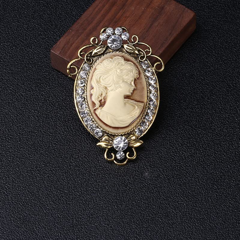 Image of lureme Vintage Elegant Victorian Lady Beauty Cameo with Crystal Brooch Pin (br000017)