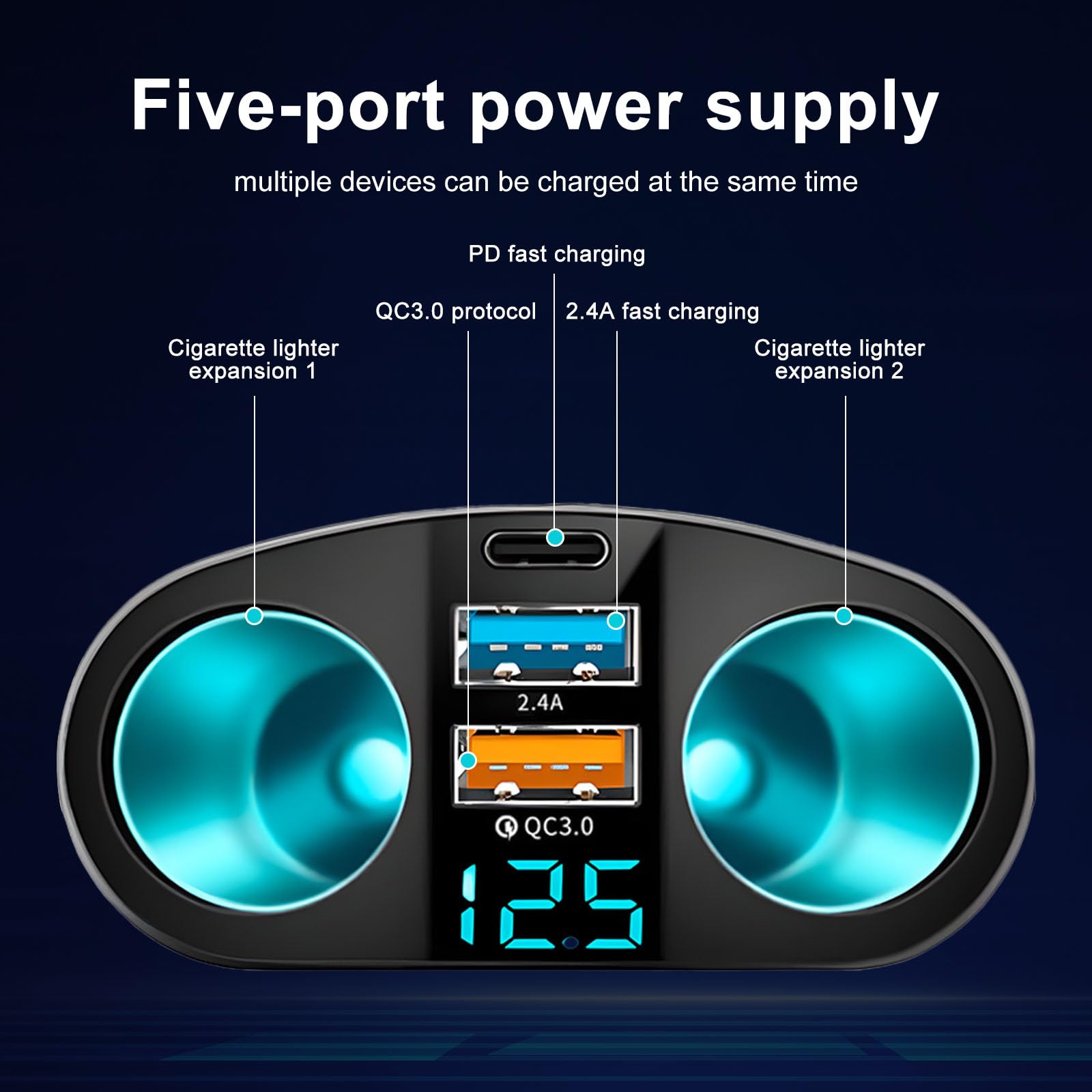 MVCUASF Car Charger Cigarette Lighter Adapter QC3.0 & PD Cigarette Lighter USB Socket Cigarette Lighter with LED Voltmeter 12V/24V Car USB Charger Splitter Fast Charging for Smart Phone GPS Dashcam - Image 4