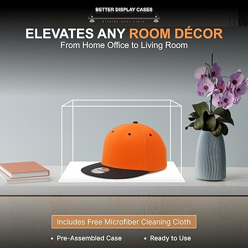 Vista 337 de Better Display Cases Versátil vitrina de acrílico transparente - Caja rectangular grande con base blanca 18" x 12" x 3" (BK09)