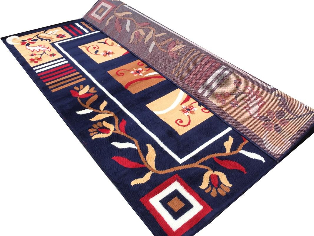 FIROZ&BROTHERS Woolen Blend Carpets 5 X 7 ft/150 x 200 cm, Black/ Blue