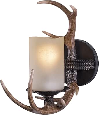 VAXCEL Yoho 1 Light Bronze Rustic Antler Bathroom Wall Fixture