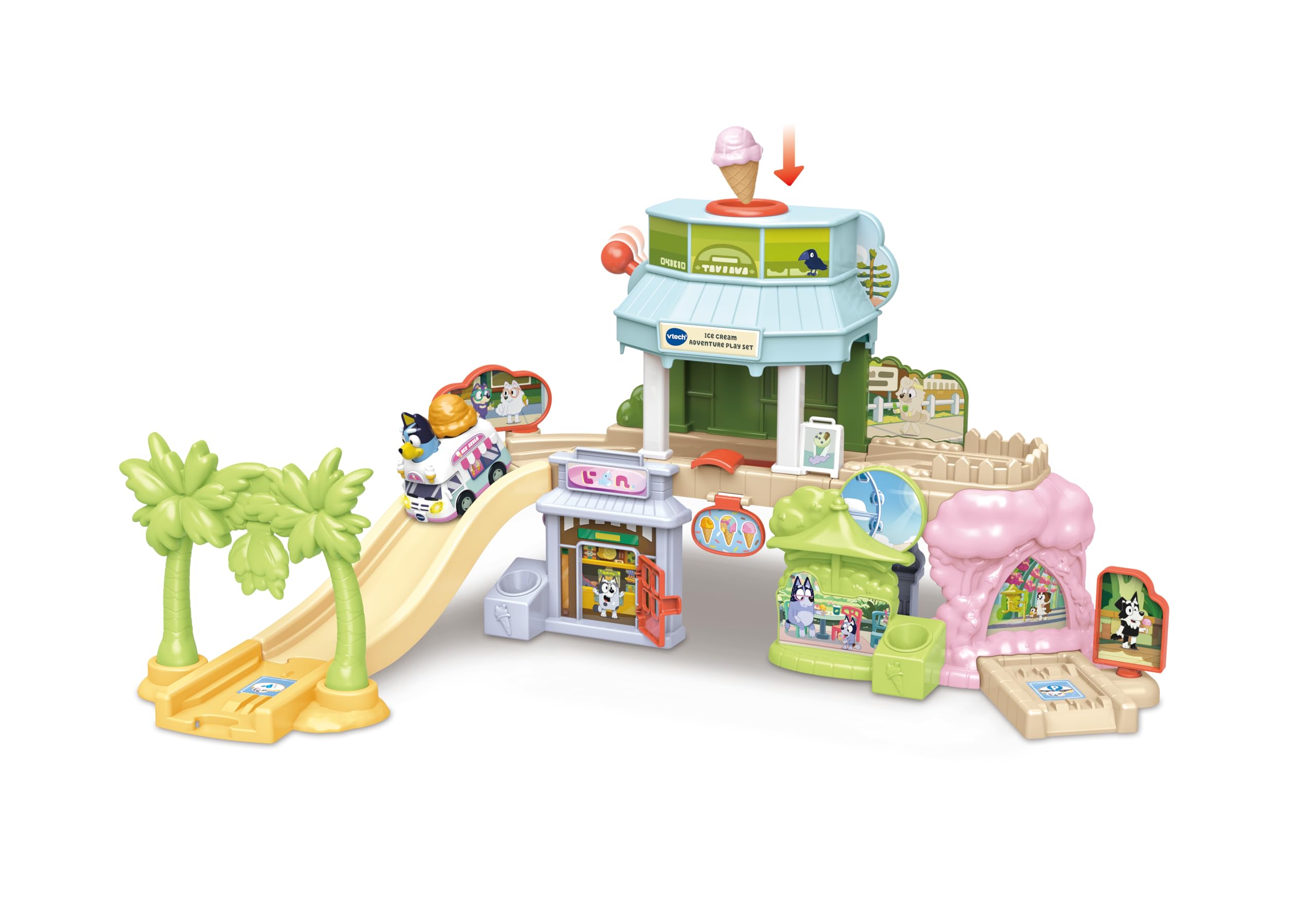 VTech Toot-Toot Drivers Ice Cream Adventure Play Set, Bluey Playset includes Toy Vehicle, Vehicle Tracks for Kids with Lights and Sounds, Gift For Ages 12 Months, 2, 3, 4+ Years, English Version