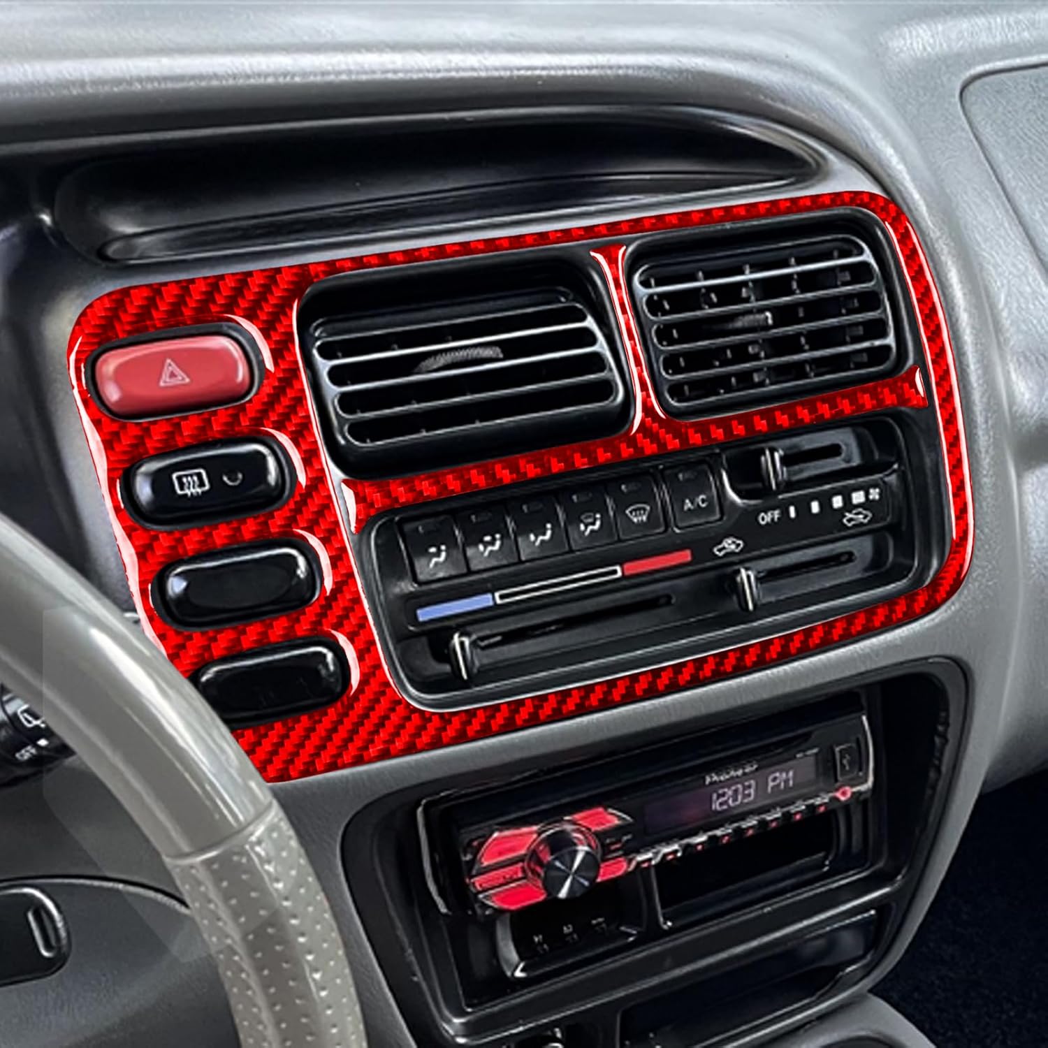 Real Carbon Fiber Interior Refurbishment Decoration Cover Sticker Trim Compatible with Tracker 1999-2004 / Vitara/XL-7 1999-2002 (Red Real Carbon Fiber, Air Vent Set (2pc))