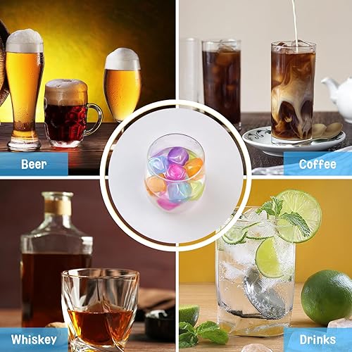 Miniatura 6 de Cubo de hielo reutilizable con tapa y contenedor, paquete de 60 cubos de hielo de plástico para bebidas sin BPA, coloridos cubos de hielo cuadrados