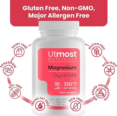 Miniatura 6 de Suplemento de glicinato de magnesio - Solo 1 cápsula  175 mg de magnesio absorbible (350 mg en 2 cápsulas) sin OMG, sin gluten, sin alérgenos