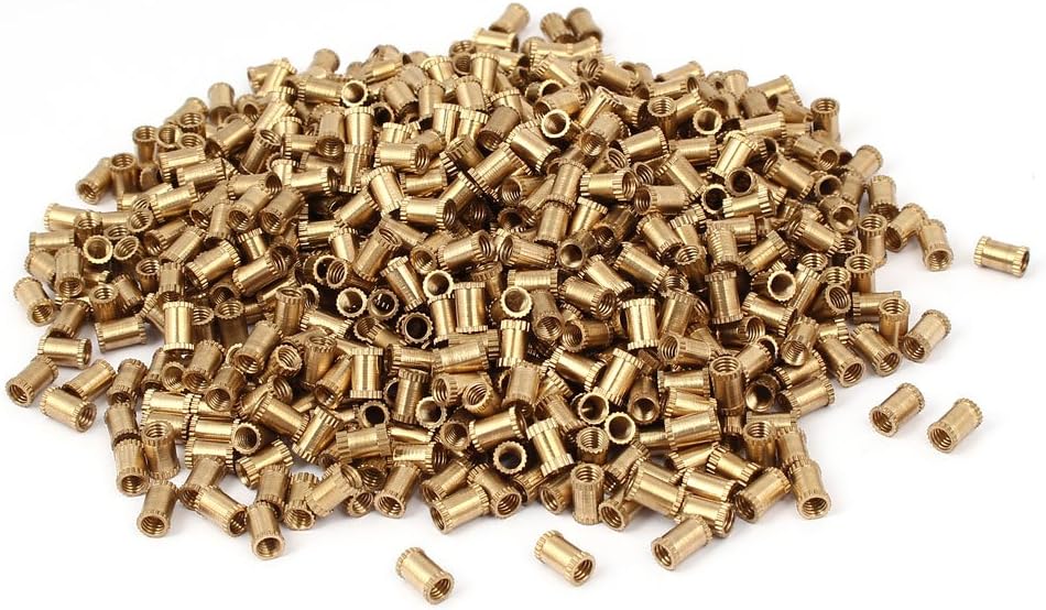 M4x8mmx5.3mm Brass Nails, Screws & Fasteners Female Threaded Knurl Insert Embedded Nut Nut & Bolt Sets Fastener 1000pcs