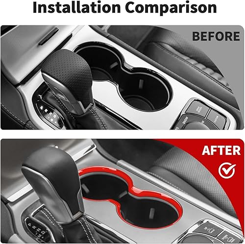 Miniatura 9 de JWWY Pomos de palanca de cambios compatible con Jeep Grand Cherokee Accesorios 2014-2015 2 piezas de fibra de carbono