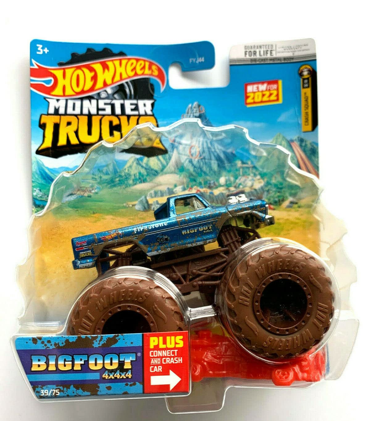 DieCast Hot Wheels Monster Trucks Bigfoot (Muddy Blue) 39/75, 1:64 Scale Truck with Connect and Crash Car