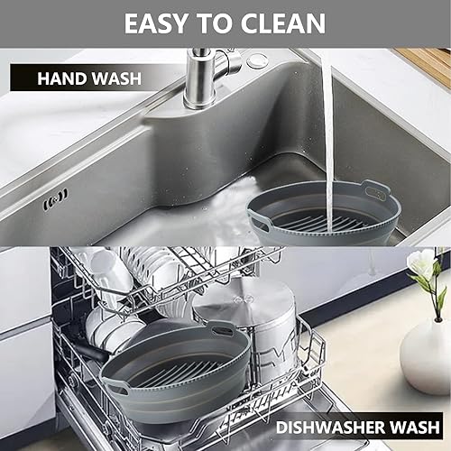 Miniatura 5 de Flunyina - Olla de silicona para freidora de aire reutilizables y plegables freidoras de aire seguras para alimentos sartén de aire fácil limpieza