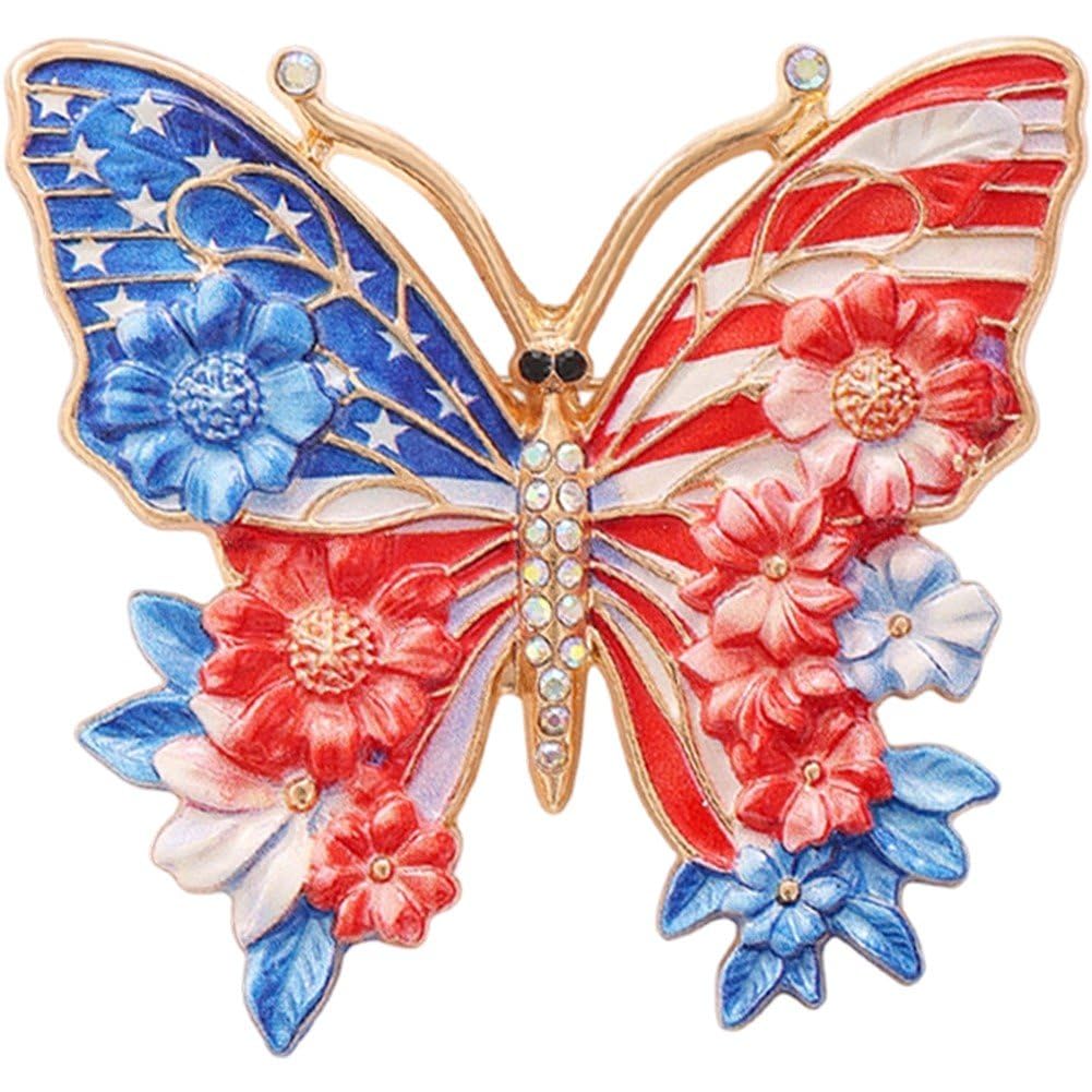 Casiler 250th Usa Butterfly Brooch Pin, Patriotic Flag Lapel Badge for Independence Day Men Women Memorial Accessory Decor