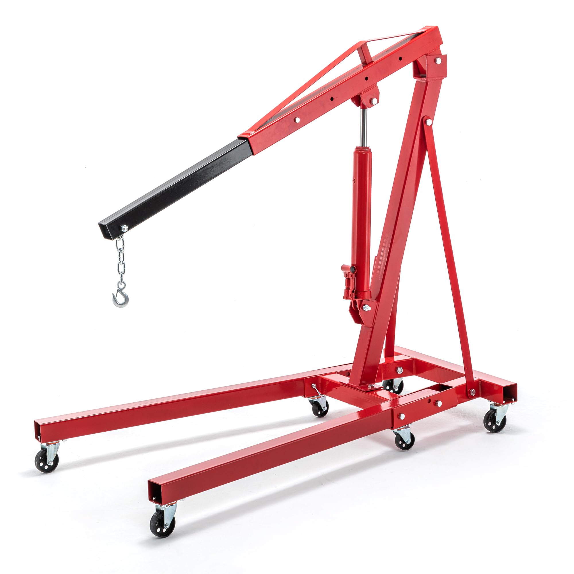 Hydraulik Hebebock 2 Tonnen, Klappbarer Teleskop-Hubwagen Mit 4-Stufen Ausleger (30-230cm), 360° Lenkrollen, Werkstattheber Für Auto-Reparatur, Baustelle, Lager