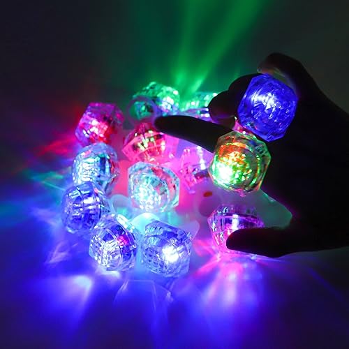 Miniatura 19 de Anillos con luz LED, anillos blancos para cumpleaños, despedida de soltera, despedida de soltera, regalos de fiesta de Gatsby, estuche transparente