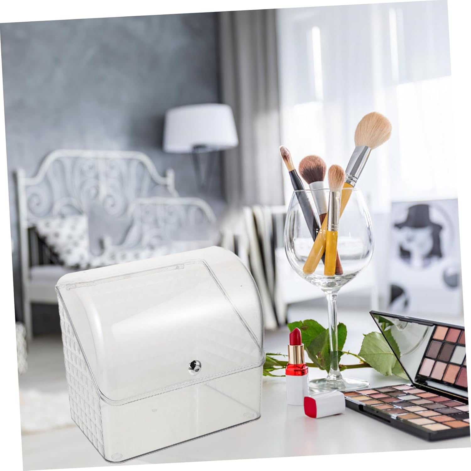 Zerodeko Makeup Organizer Lid Cosmetics Storage Box for Skincare and Makeup Design for Bathroom Dresser Space-saving Display Case