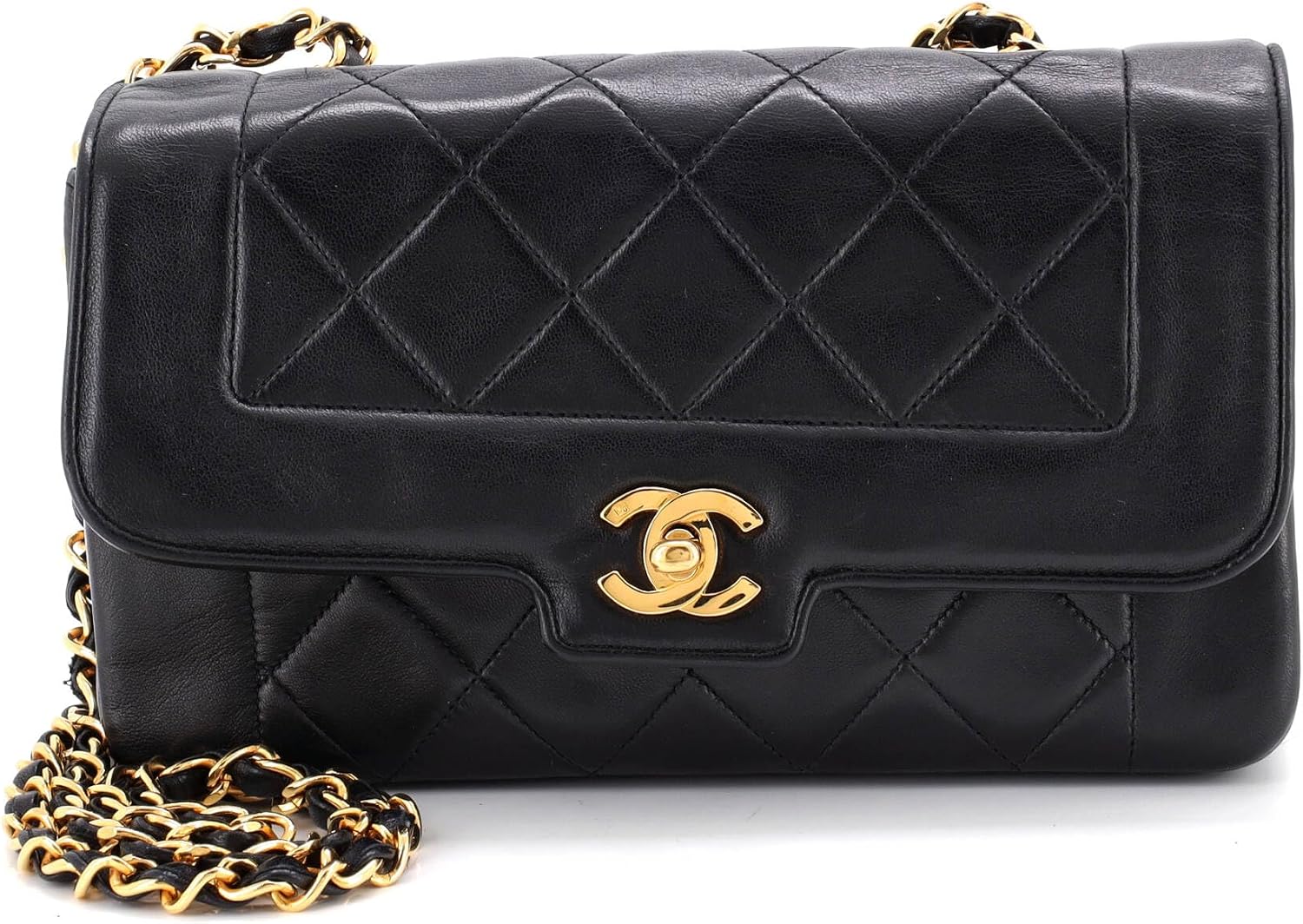 Chanel Vintage CC Chain Flap Bag Quilted Lambskin Small, Black