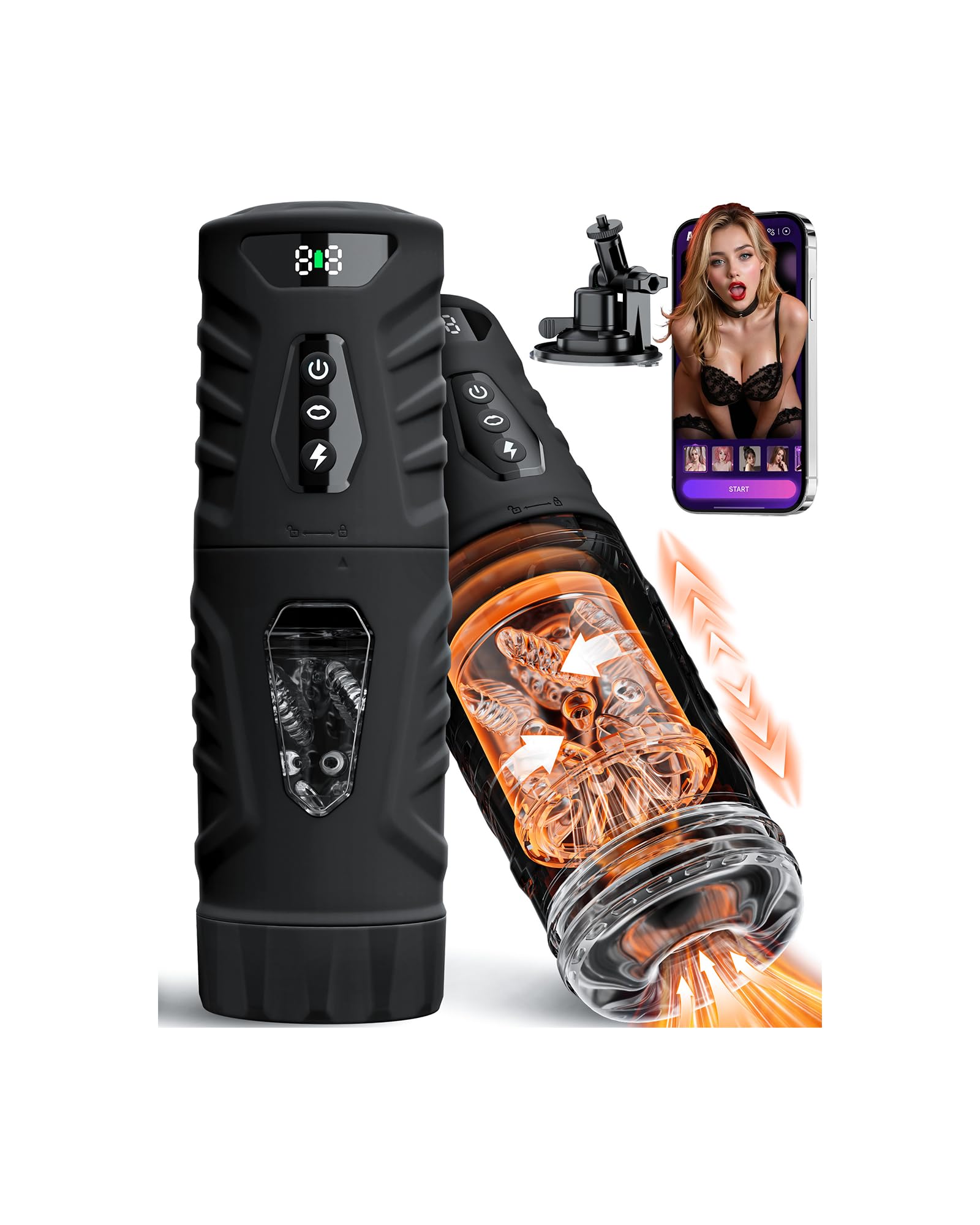 EINSEO Male Masturbator Penis Pump, AI Sync Sex Toys for Men with 7 Thrusting &amp; 360° Rotation, Up to 155 Strokes/Min, 7 Blowjob Suction Pocket Pussy, Silicone-Wrapped Sex Furniture for Bedding