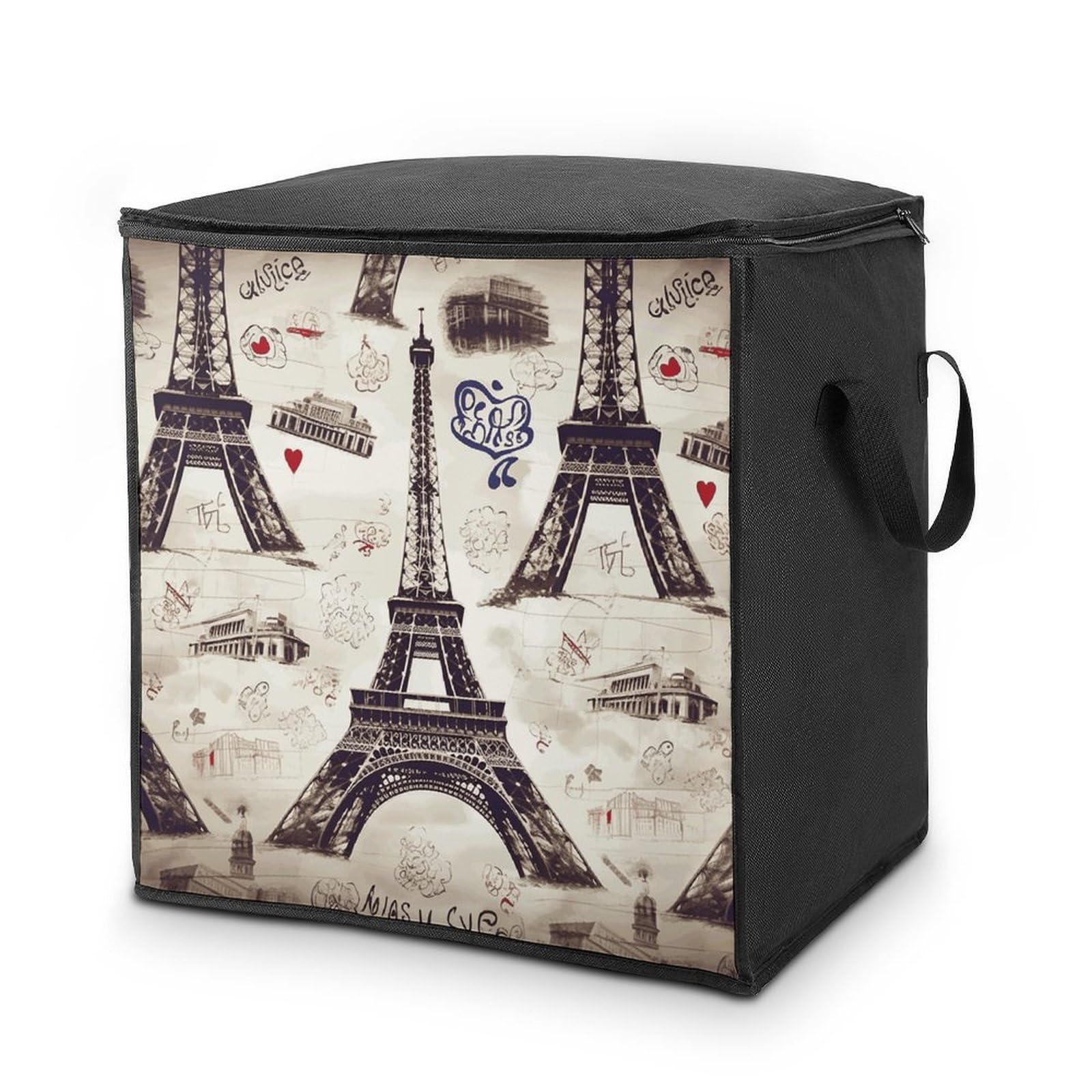 Fekiloot Style French Paris Tour Eiffel Tower Storage Bags With Reinforced Handles,Moving Bag With Zipper,Closet Organizers,Compression Packing Cubes