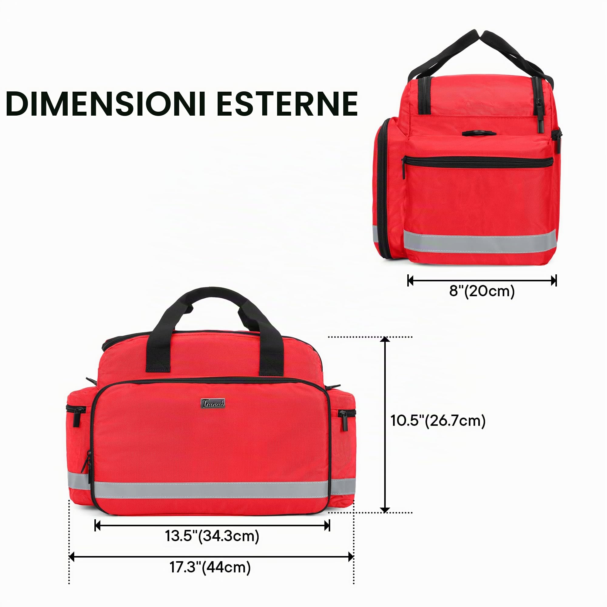 Trunab Borsa per Forniture Mediche, Borsa per Infermiere con Manico e Tracolla per Assistenza Sanitaria Domiciliare, Visita in Ospedale, Viaggio o Evento di Emergenza, Rosso
