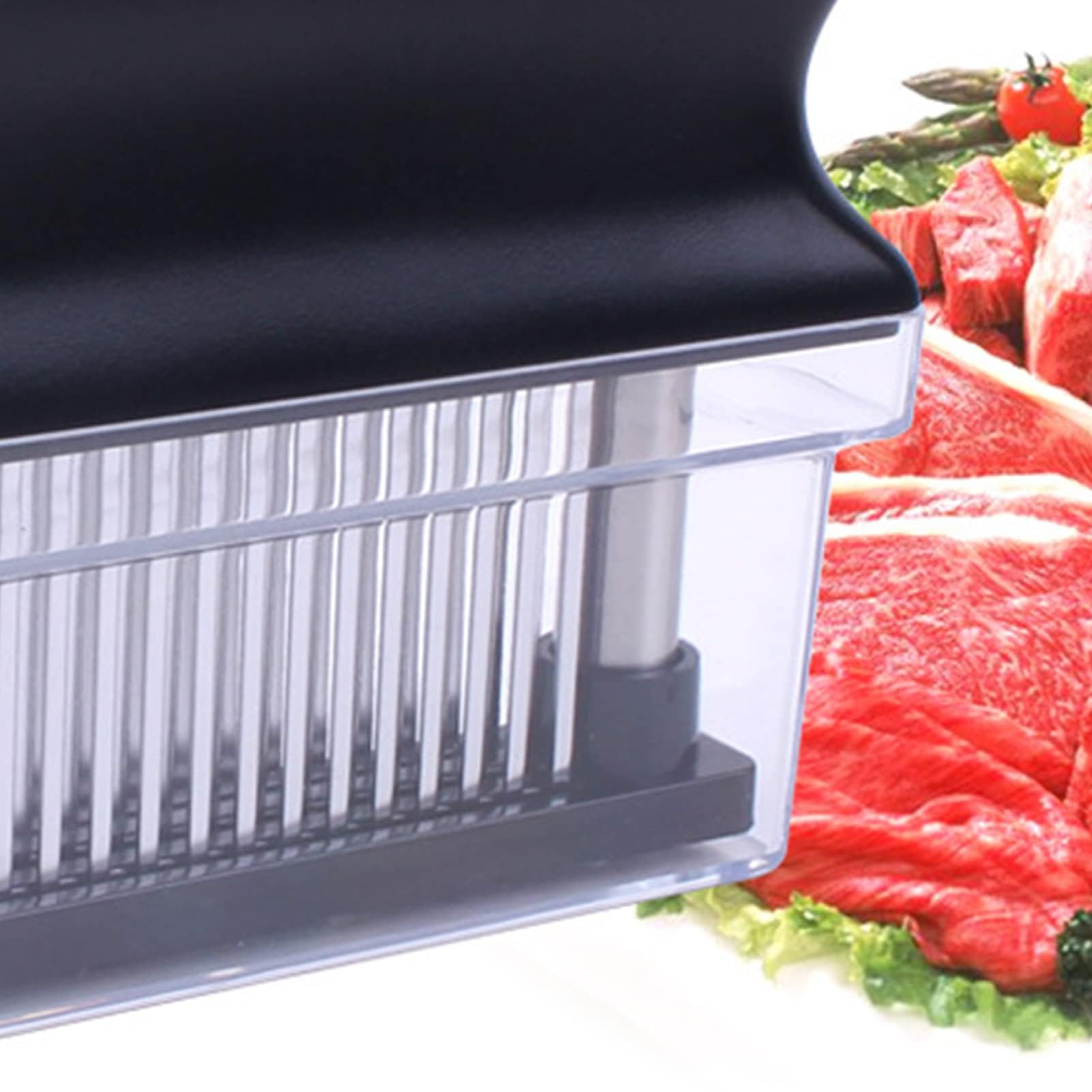 Inteneritore di Carne, 48 Aghi in Acciaio Inossidabile Ultra Affilati per Ammorbidire lo Strumento Inteneritore di Carne di Bistecca Staccabile per una Facile Pulizia (Nero)