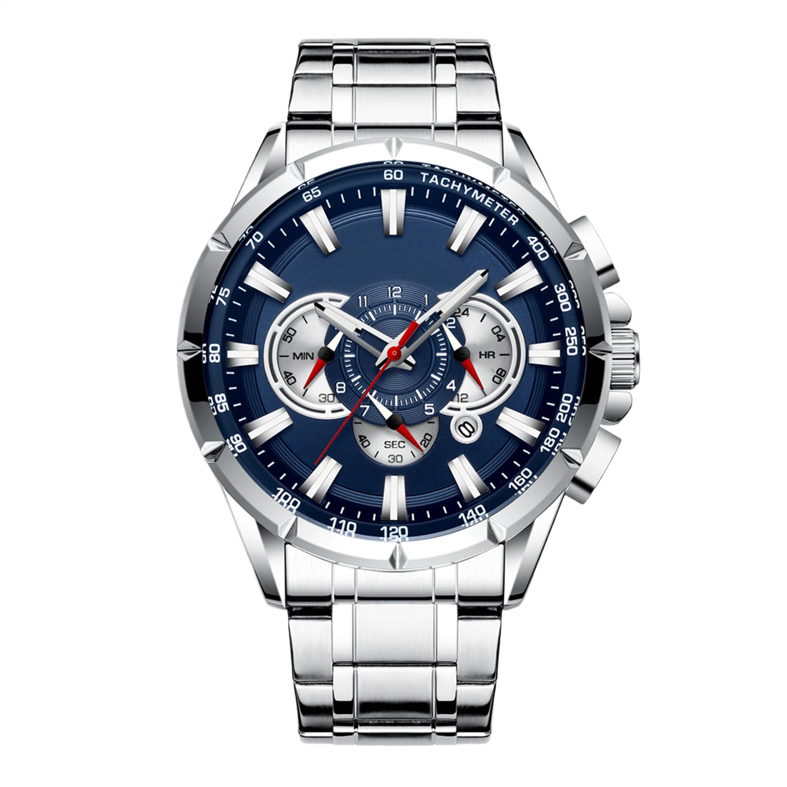 Zegarek biznesowy, klasyczne męskie zegarki chronografowe, obudowa ze stopu, pasek ze stali nierdzewnej, elegancki pasek mechaniczny, idealne akcesoria do odzieży biznesowej dla nauczycieli i
