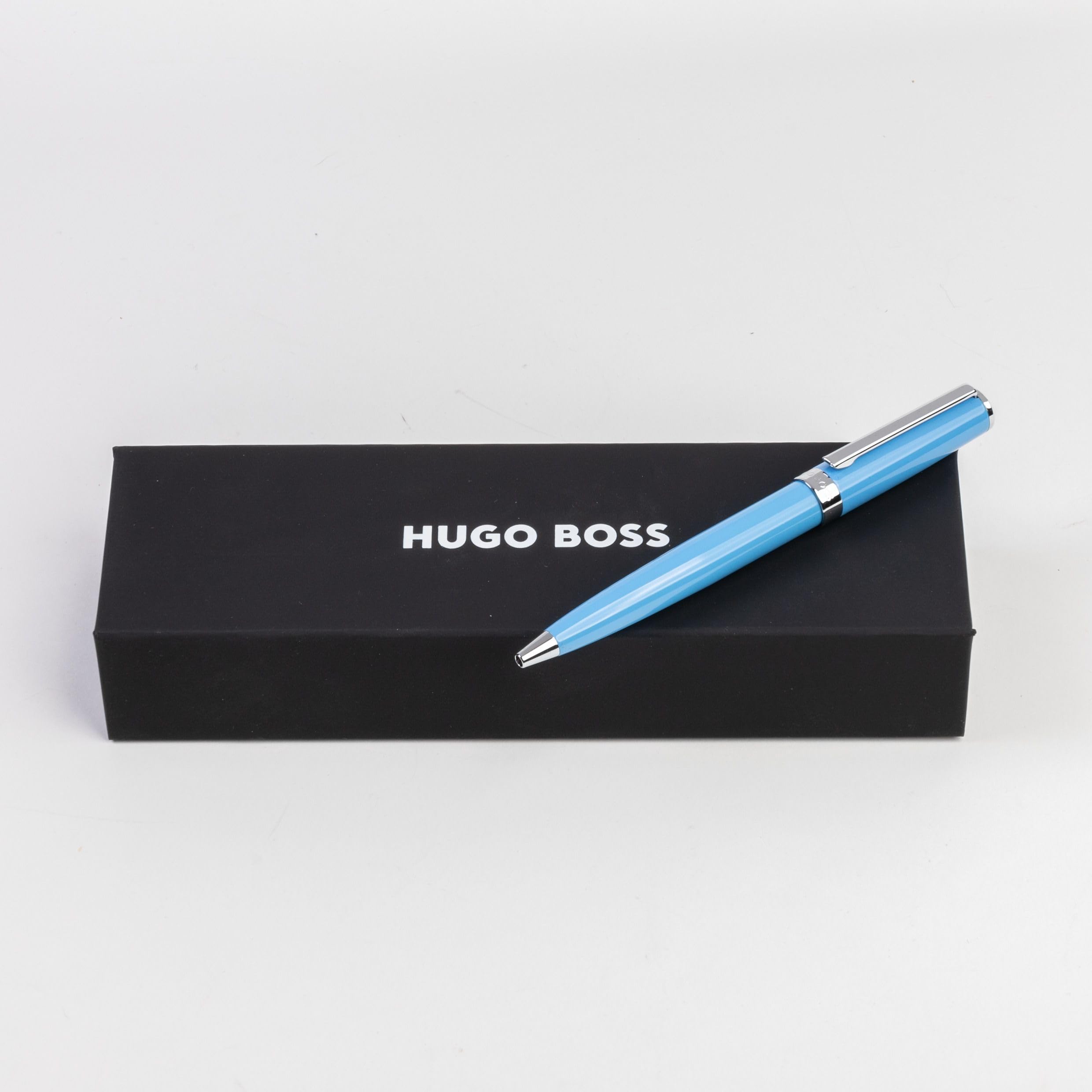 Hugo Boss Gear Icon HSN2544M długopis z mosiądzu z chromowaną powłoką w kolorze jasnoniebieskim, wymiary: 13,8 cm x 1,1 cm
