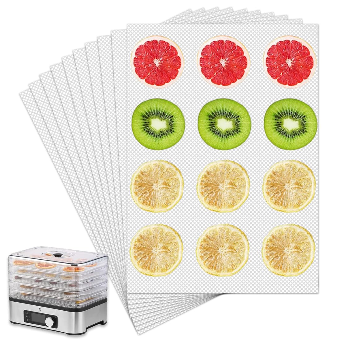 8 Fogli In Silicone Per Disidratatore 35,6x35,6cm - Antiaderenti E Riutilizzabili Per Frutta E Verdura - Foto 9