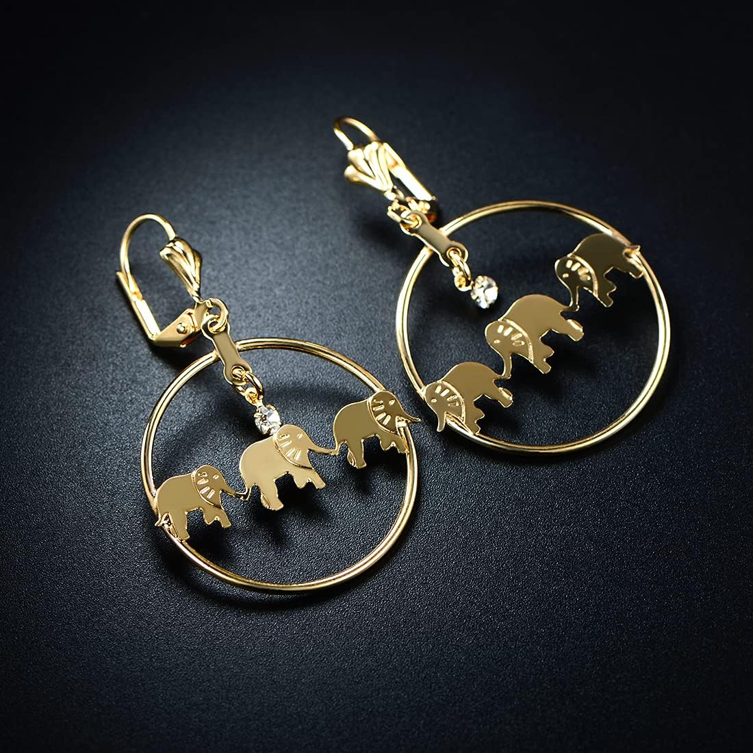 Barzel 18K Gold Plated Elephant Hoop Earrings For Women - Made In Brazil - Image 2