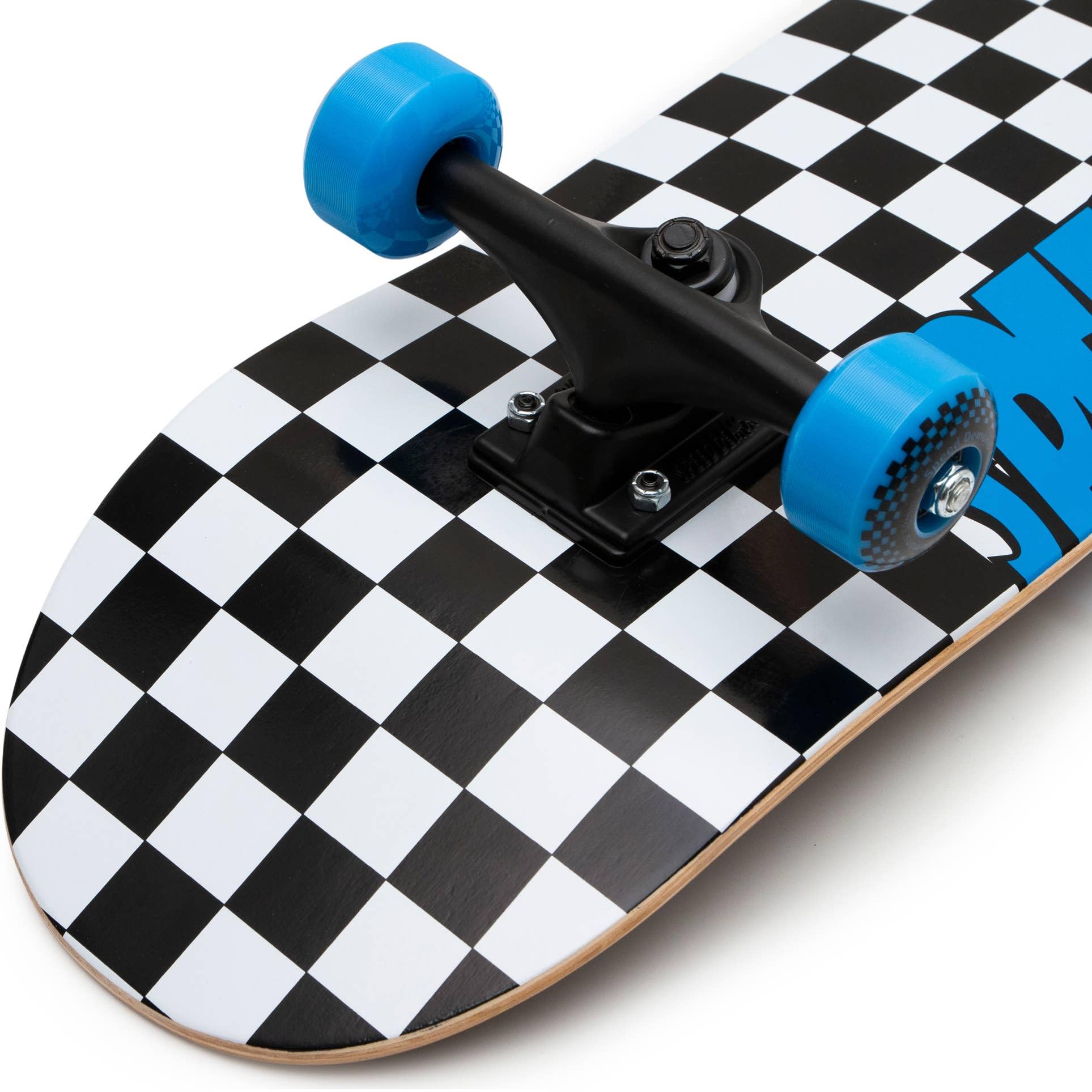 Speed Unisexe - Demons Skateboard pour Adulte, Bleu Checkers, 7,25"