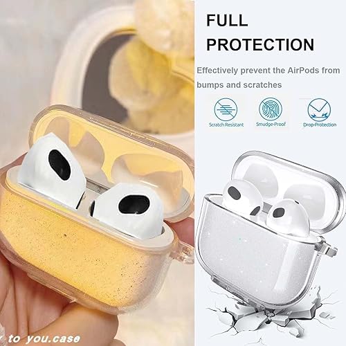 Miniatura 3 de Funda para AirPods 3 con purpurina brillante, funda protectora de TPU suave compatible con AirPod de 3 generación 2021, a prueba de golpes, funda