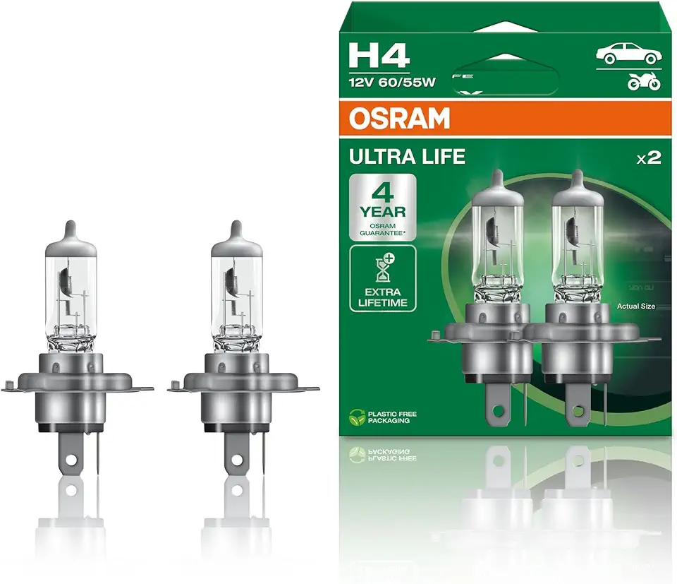 PAR LAMPADA OSRAM H4 ULTRA LIFE 3200K 12V 55W GARANTIA 4 ANOS