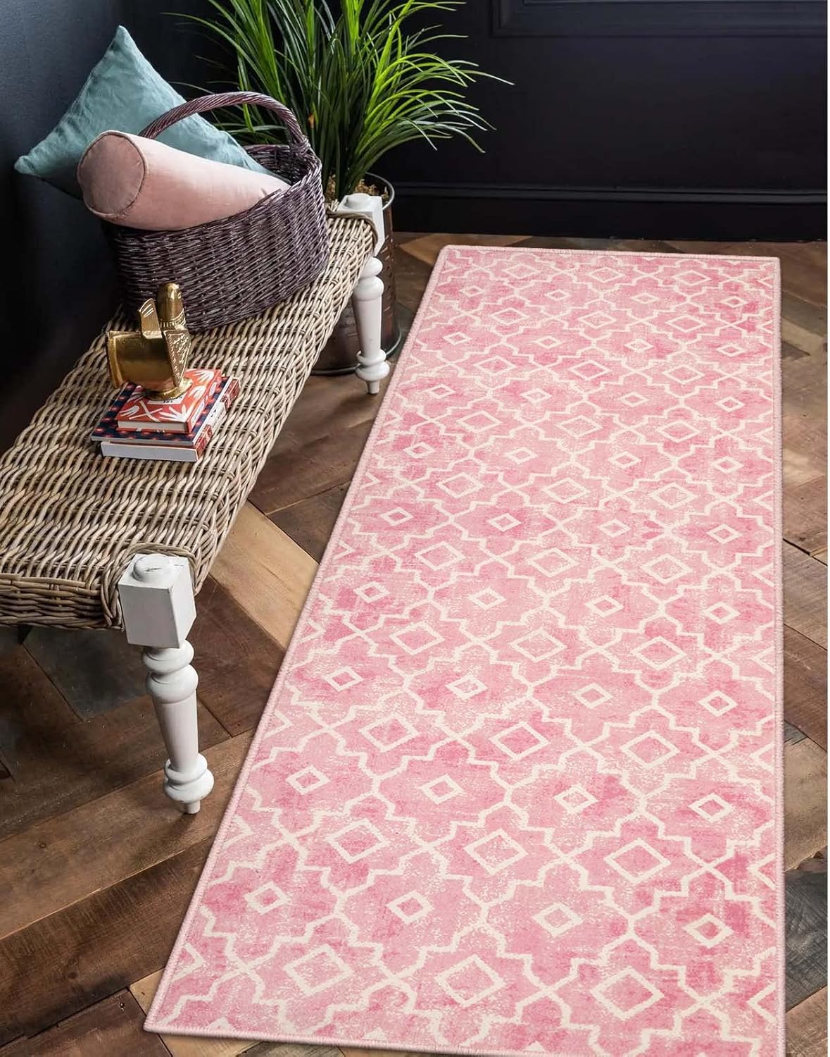 Moynesa Boho Moroccan Runner Rug 2x6 Pink Rugs for